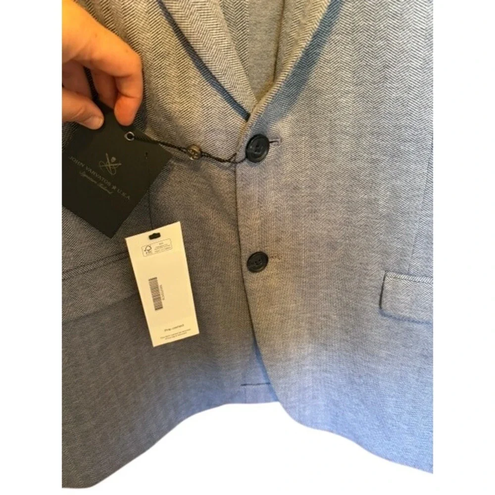 John Varvatos USA Varick Blazer 42R Light Blue Herringbone Two Button Jacket NEW